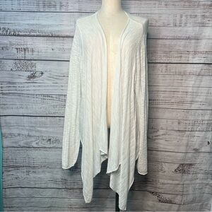Torrid 5X White Slub Cardigan Drape Front Sweater Thin Lightweight Knit
